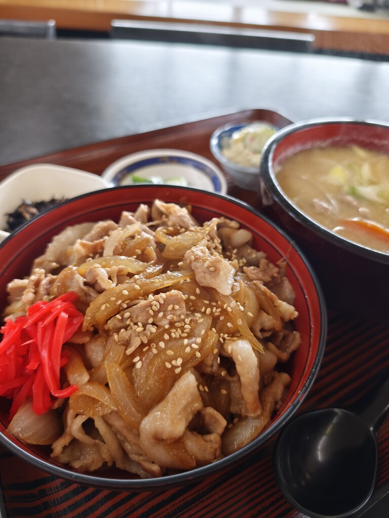 ドライブイン】七ツ森ドライブインで豚汁・半生姜焼丼🐷🍚 : ステレオ