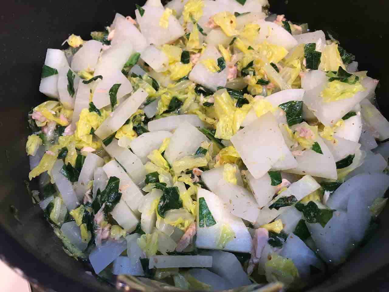 ストック カミカミ期 大根と白菜と小松菜のツナ煮 のんすけ おちびのおいしいくらし 離乳食 幼児食