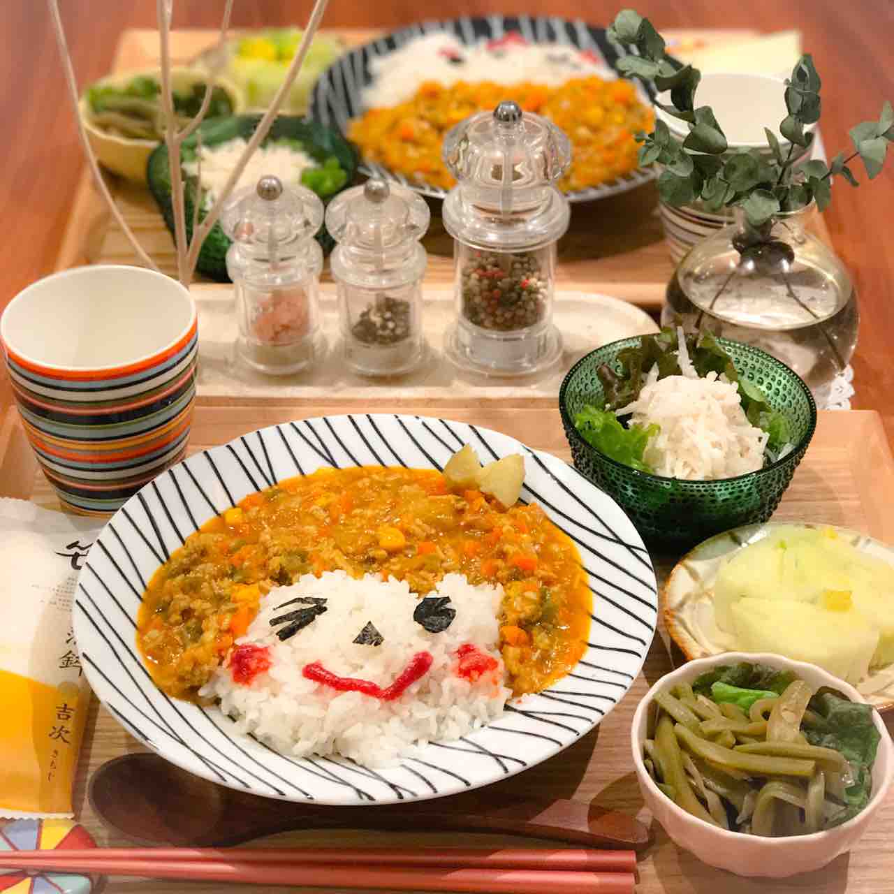 夜ご飯 📝#献立 ＊カツカレー ＊玉ねぎベーコンのスープ ＊人参