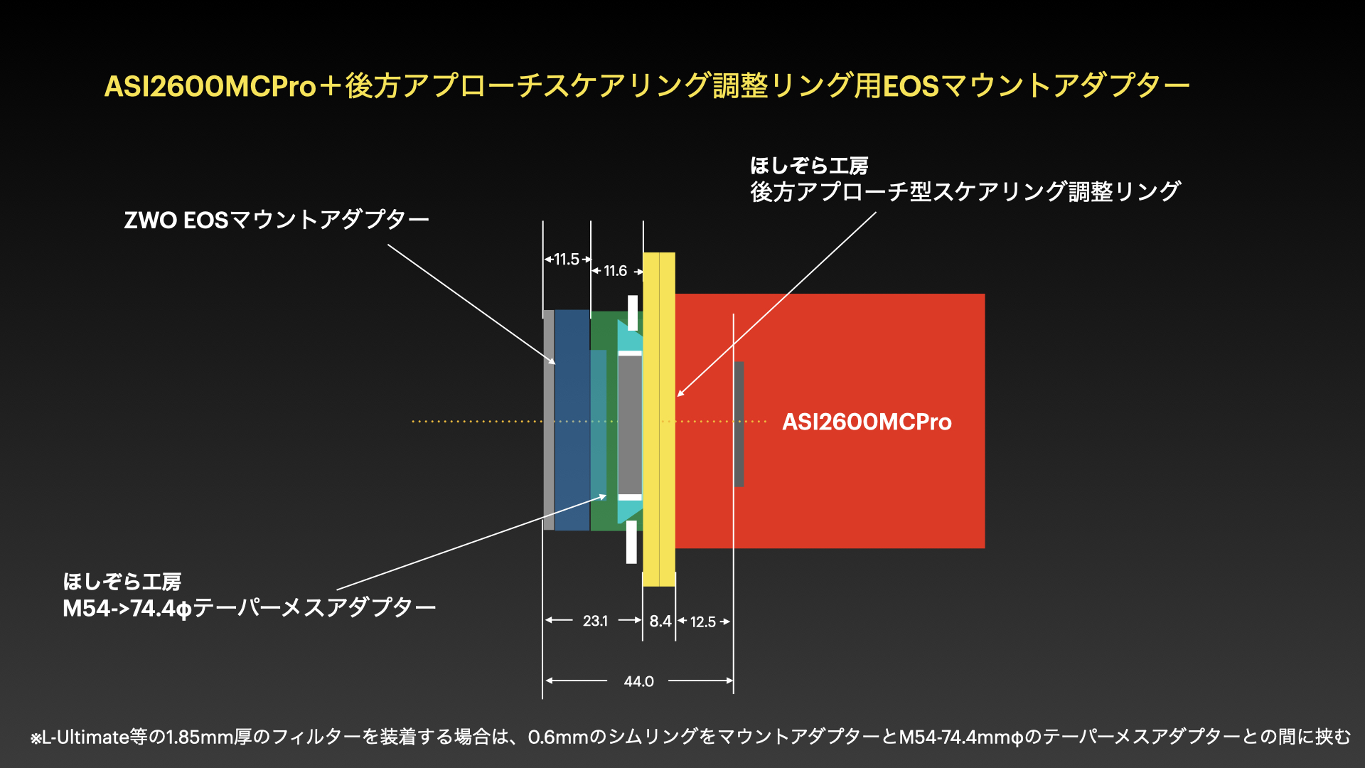 ASI2600MCPro用のEFマウントアダプター : のんたの星のブログ ASI2600MCPro用のEFマウントアダプター : のんたの星のブログ