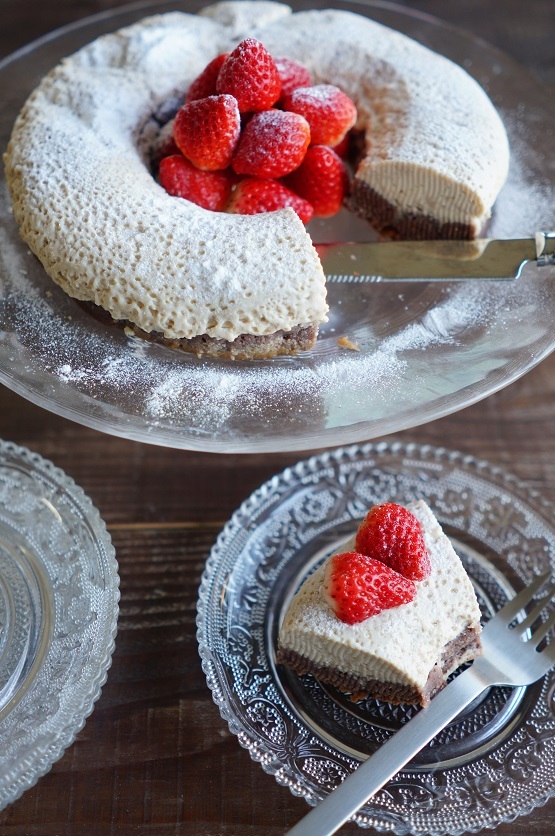 チョコとフランボワーズの２層のプリンケーキ
