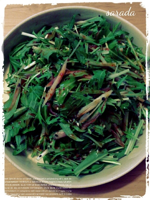 みょうがと水菜のピリ辛サラダで朝ごはん