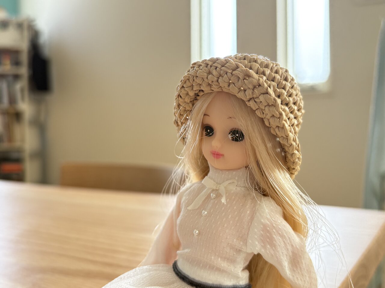 ブライス・リカちゃんの麦わら帽子【無料レシピ】エコアンダリアかぎ針