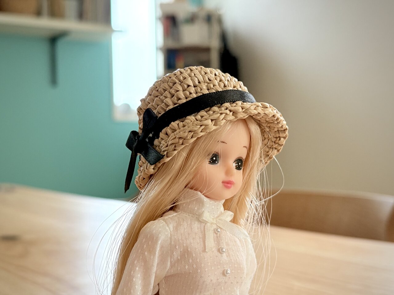 ブライス・リカちゃんの麦わら帽子【無料レシピ】エコアンダリアかぎ針