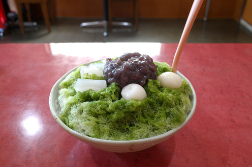 抹茶氷＋あずき、くずもち、白玉／若不老園（甚目寺）