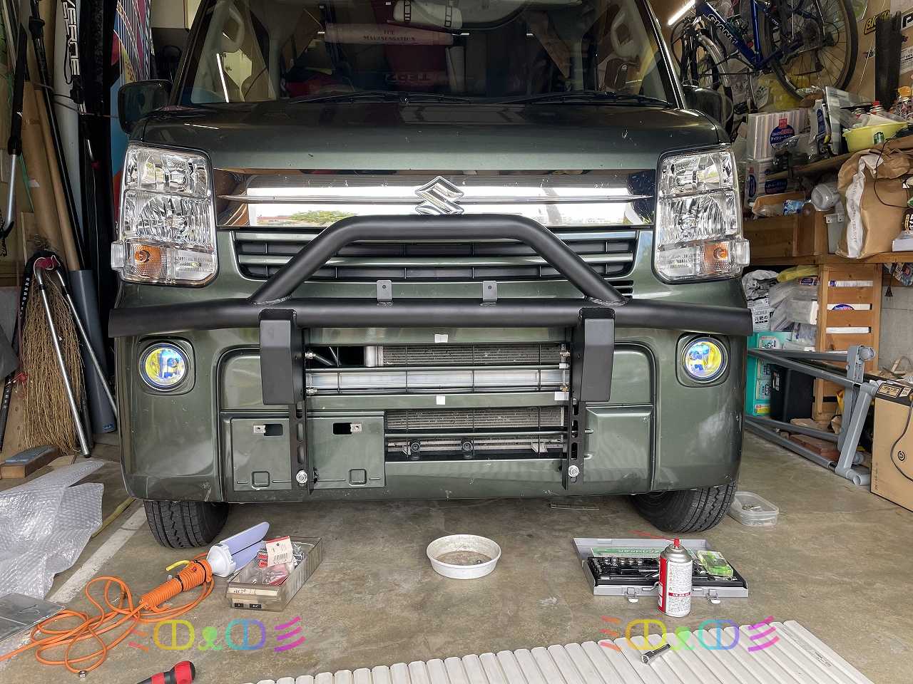 DA17V エブリー ジムニー用 しし狩りバンパー バンパーカット無し 設置 