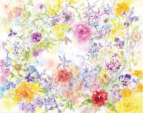 マイガーデン100号口絵 百花繚乱 花とわが子と神様と