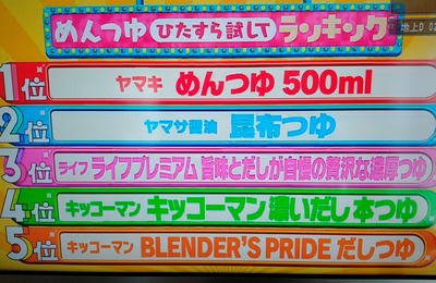 めんつゆランキング