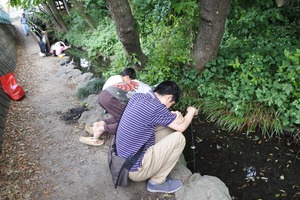 真剣に釣りをする大人