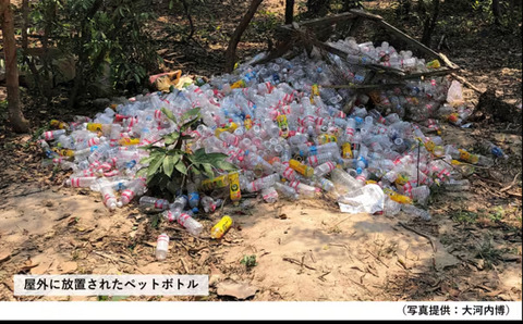 屋外に放置されたペットボトル