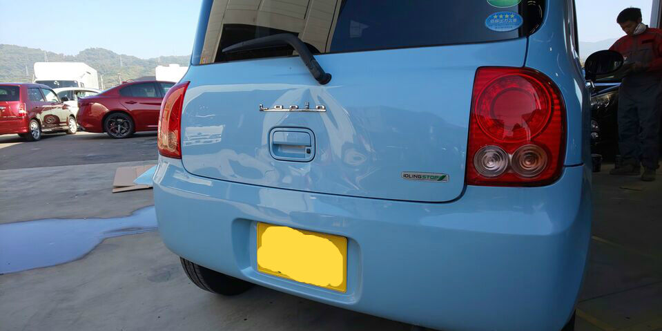 ラパン リア周り 車 バイクのキズ修理 板金塗装 全塗装 トラック架装 施工例 愛媛県松山市ナップファクトリー