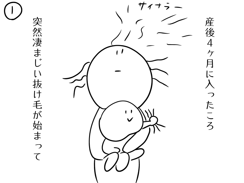 産後の抜け毛についてイラストにしてみたよ 今日もha Ha