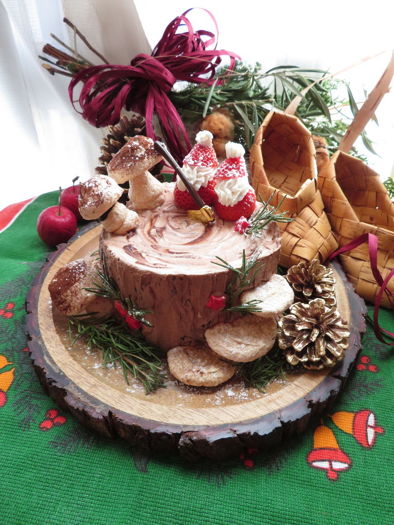 Stump De Noel クリスマス切り株ケーキ クリスマスケーキ18 Cafe Lusikka おうちで作るゆるカフェごはんレシピ