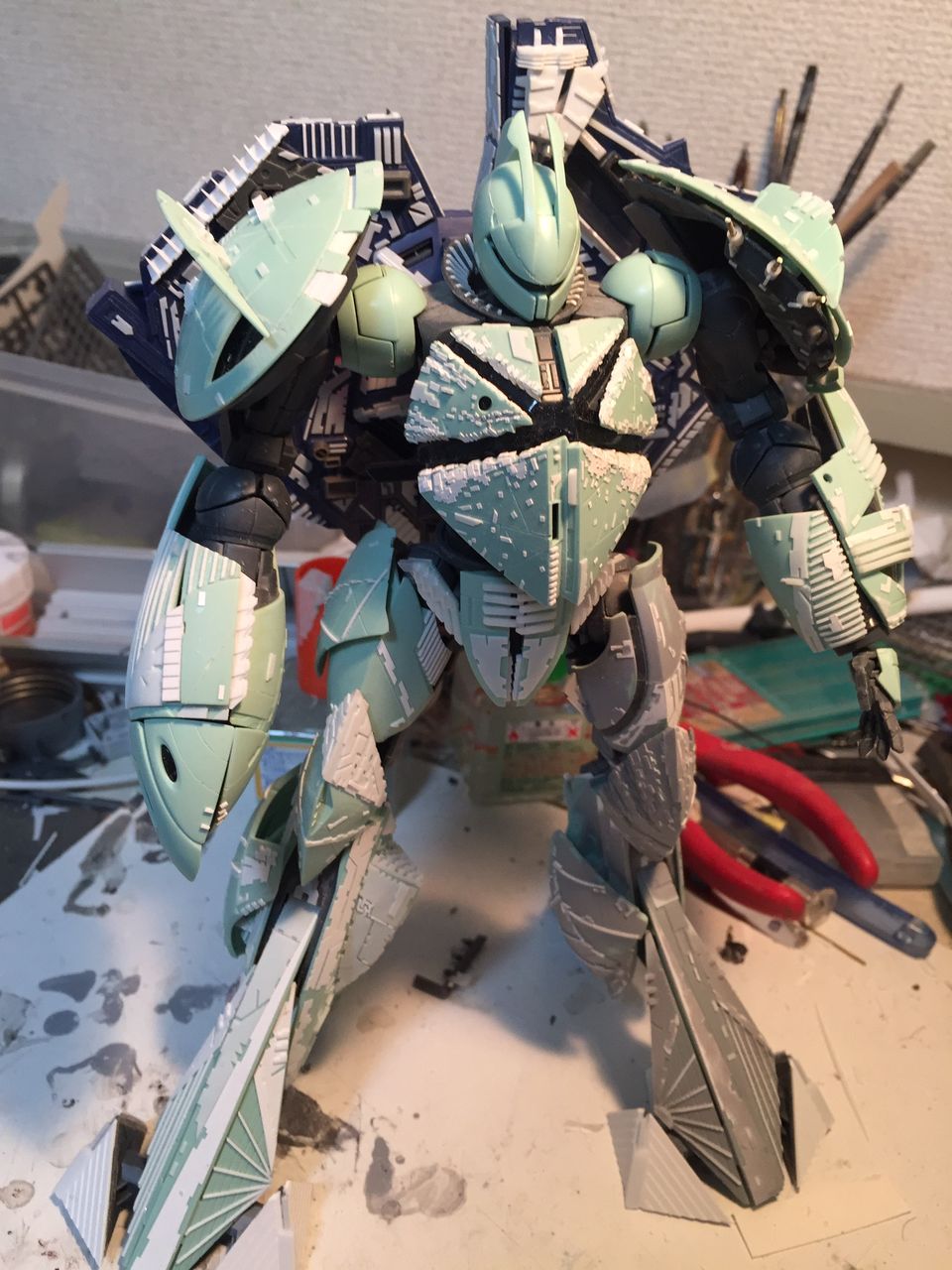 MG ターンX エアブラシ 塗装品 MGターンX、フレーム塗装✨ グラファイトブラックにムーンストーン