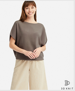 3Dコットンコクーンクルーネックセーター(半袖)