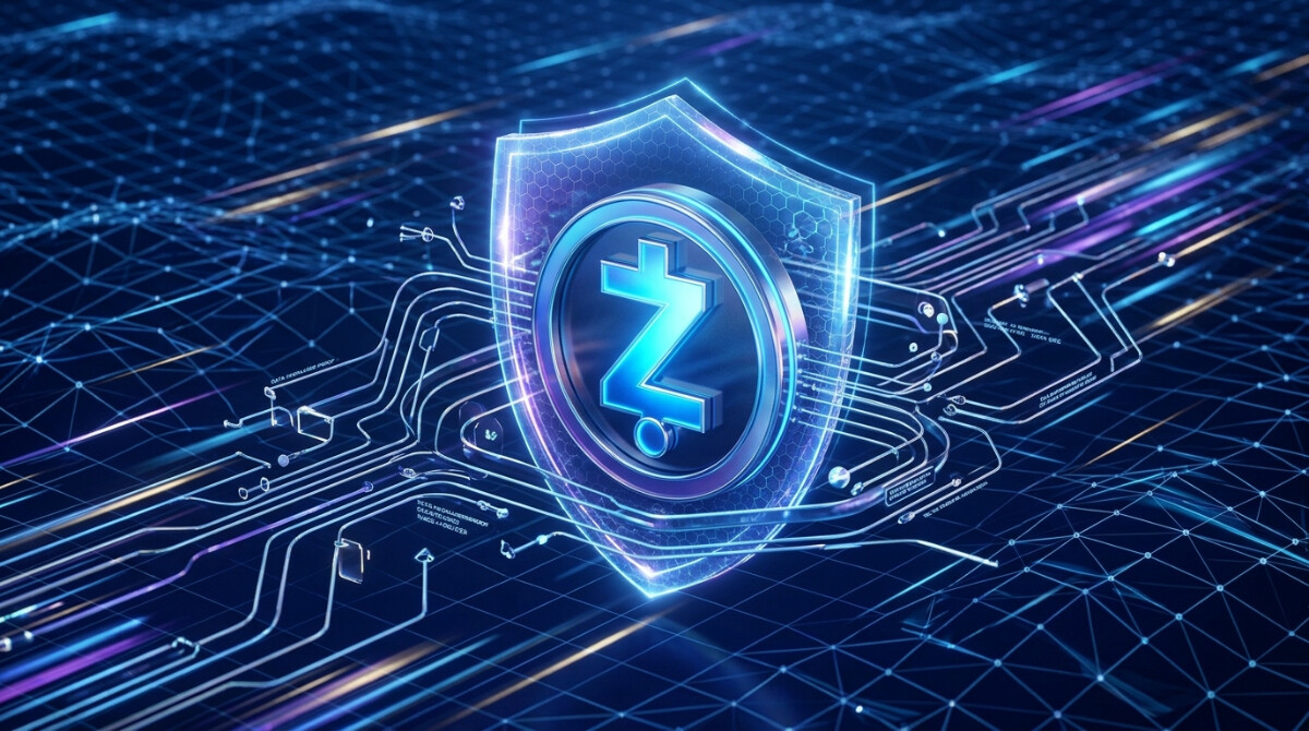 Zcash（ZEC）のロゴシンボルと暗号学的シールド、光るネットワーク回路を描いた、NU6.3 IronwoodおよびNU7ハードフォーク（25秒ブロック化）を象徴するアイキャッチ画像
