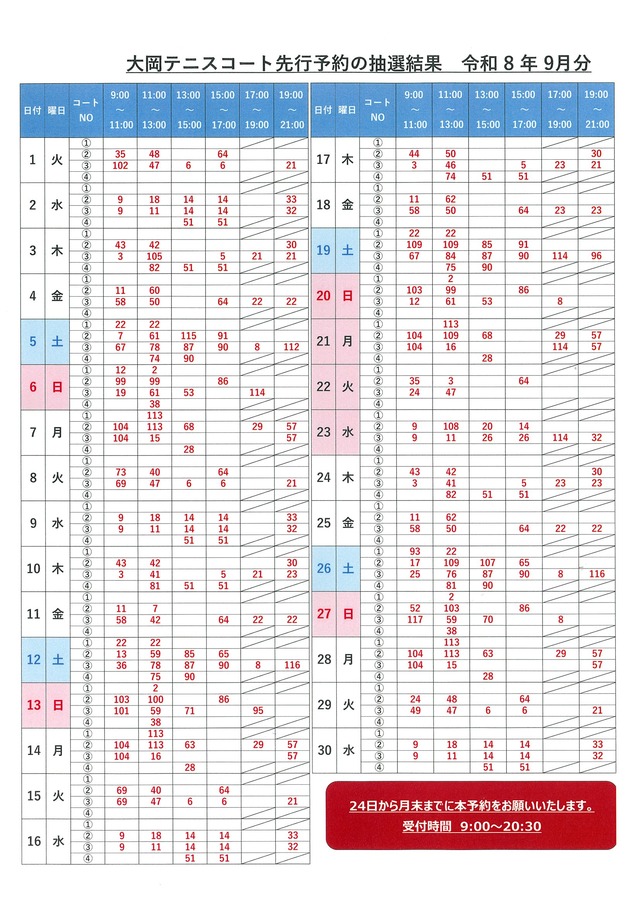 テニス９月