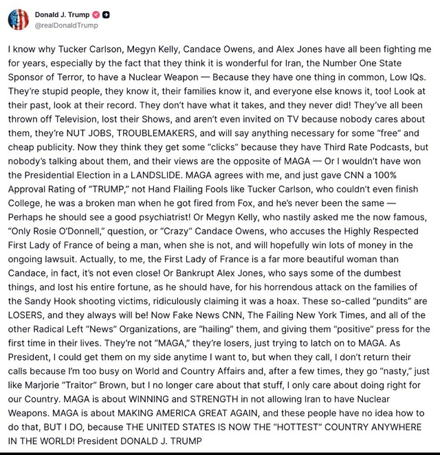 トランプさん、なんか病んで意味不明の長文をアップしてしまう????