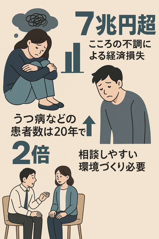 メンヘラ急増、日本が年間7兆円失うレベルに　うつ患者20年で2倍…もう限界じゃね？