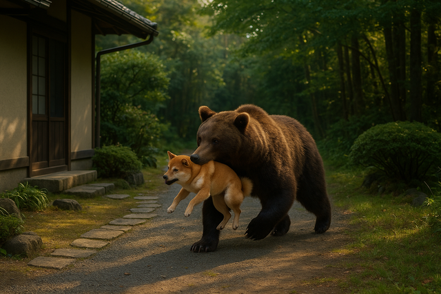 【宮城・大崎市古川北宮沢】住宅の庭にクマ出没　柴犬を咥えて森に逃走　犬の行方分からず