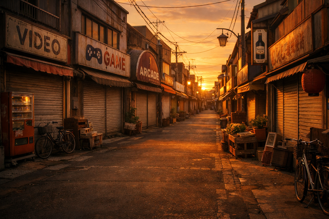 【悲報】昔はどの街にもあった店、ほとんど消える…レンタル屋・本屋・ゲーセン・八百屋など