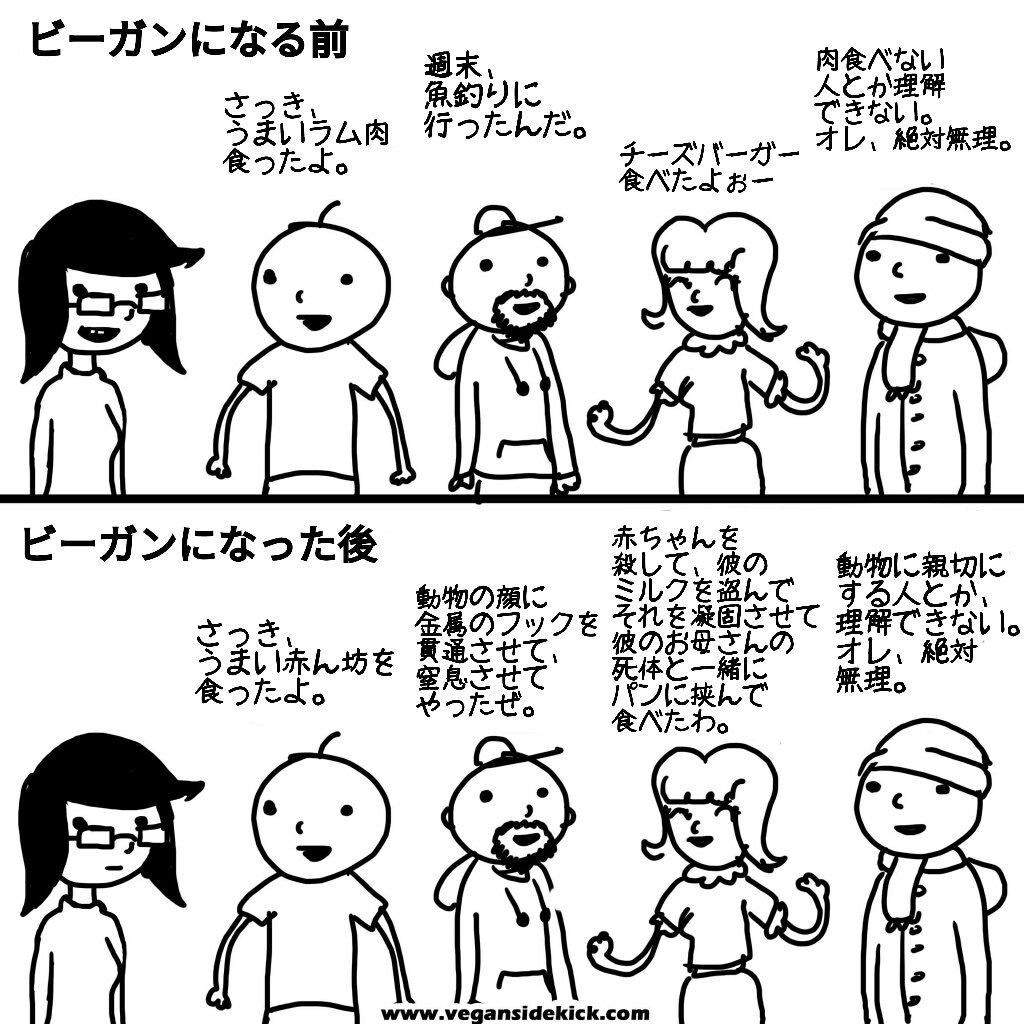 悲報 ヴィーガン 肉を食べる人の風刺画描きましたw 悲報 ヴィーガン 肉を食べる人の風刺画描きましたw