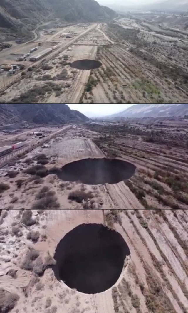 【画像】チリで謎の巨大な穴が出現し、1週間で2倍に拡大ｗｗｗｗｗ