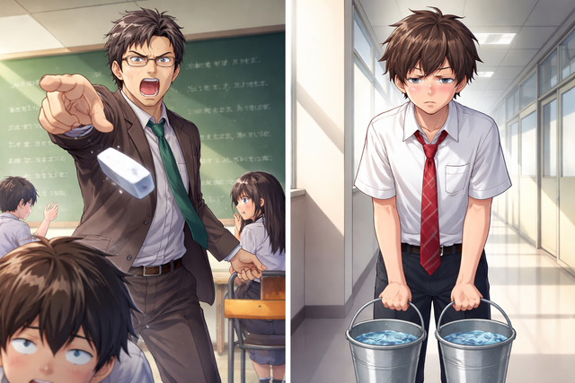 3大実際にはない学校の描写「チョークを投げる先生」「バケツを持って立たされる」