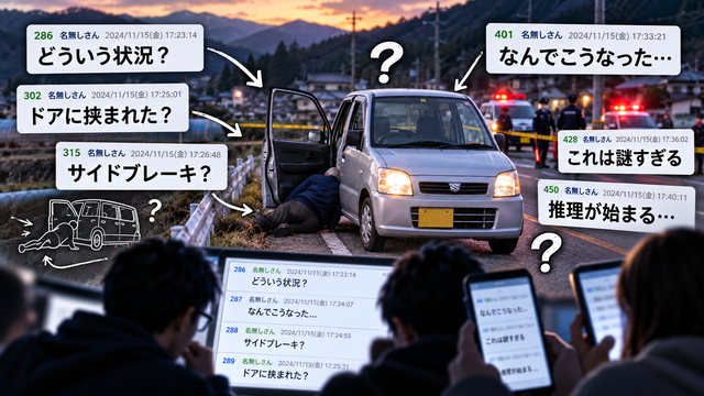 【謎すぎる事故】軽自動車から降りた男性（78）、なぜか車のドアと地面に首を挟まれ窒息死…約14時間後に発見、一体何が起きたのか？