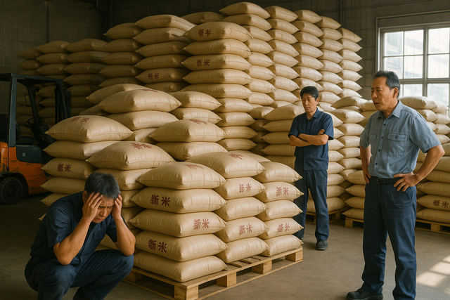 だぶついた新米が倉庫に山盛りで卸業者が悲鳴　在庫のなすり合いも