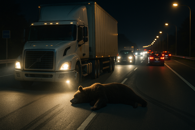 【衝撃】宮城の国道４号でクマとトラックが衝突　後続車も次々とぶつかり６台が事故に【大衡村】