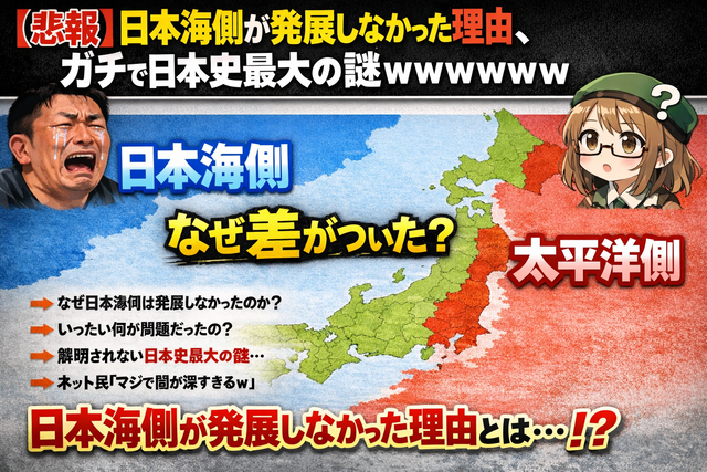 【悲報】日本海側が発展しなかった理由、ガチで日本史最大の謎ｗｗｗｗｗｗ