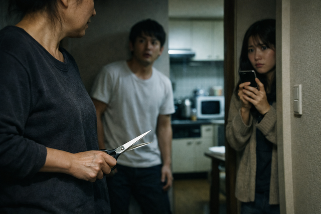 【北九州】「母から父がやられている」40歳女　28歳夫にハサミを突きつけ「いつでも殺せるけんな」と脅迫か　20代娘が通報し現行犯逮捕