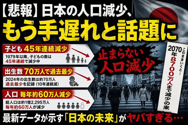 【悲報】日本、子ども45年連続減少＋出生70万人で過去最少→もう取り返しがつかないと話題に