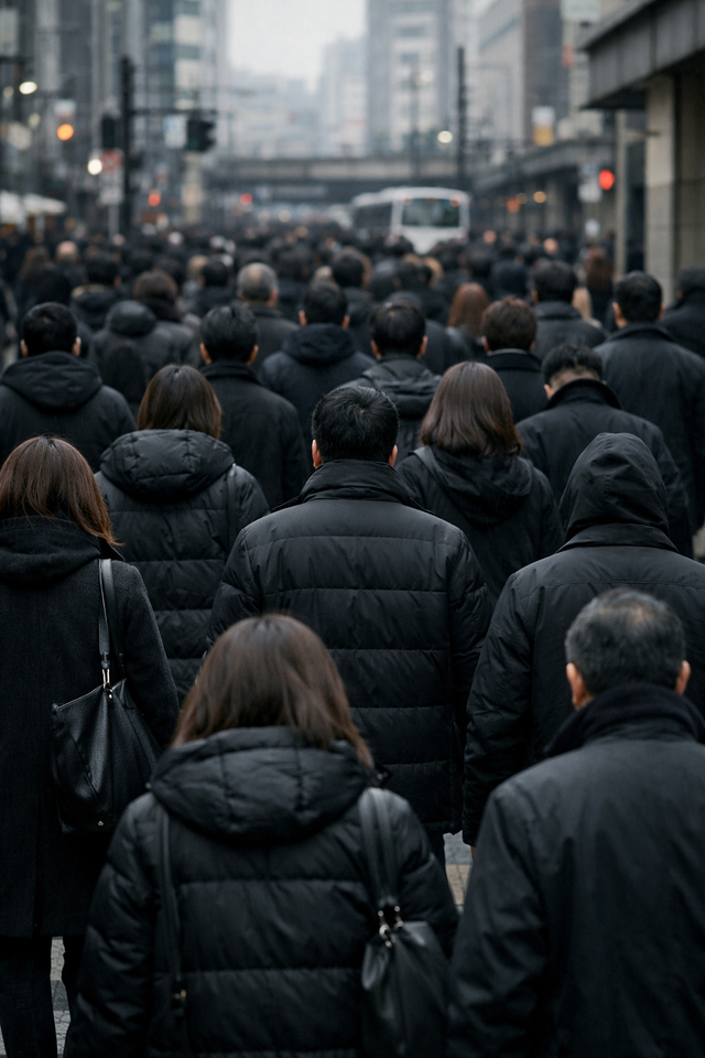 日本人って皆、黒のアウター着てるよな
