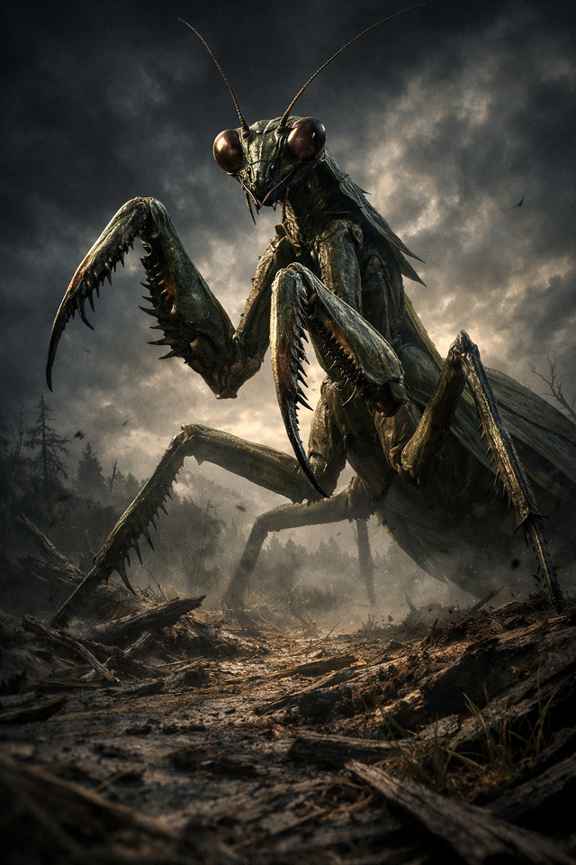 もし体長2.5mのカマキリが存在したら、ライオンやヒグマは勝てるのか？