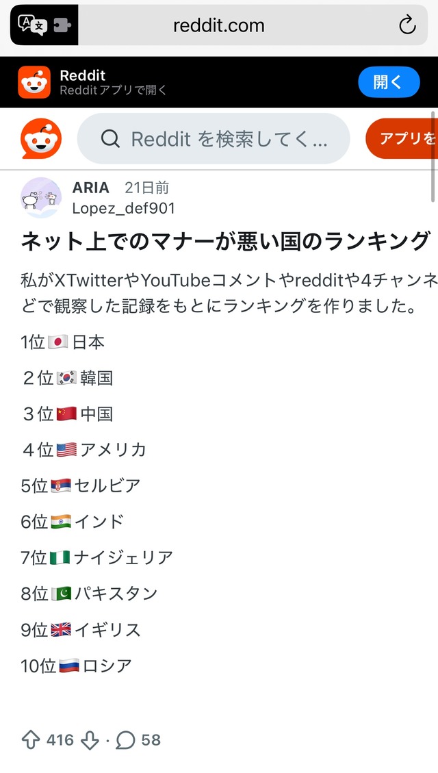 ネットの民度が低い国ランキング、あの国が1位にwwwwwwwwwwww