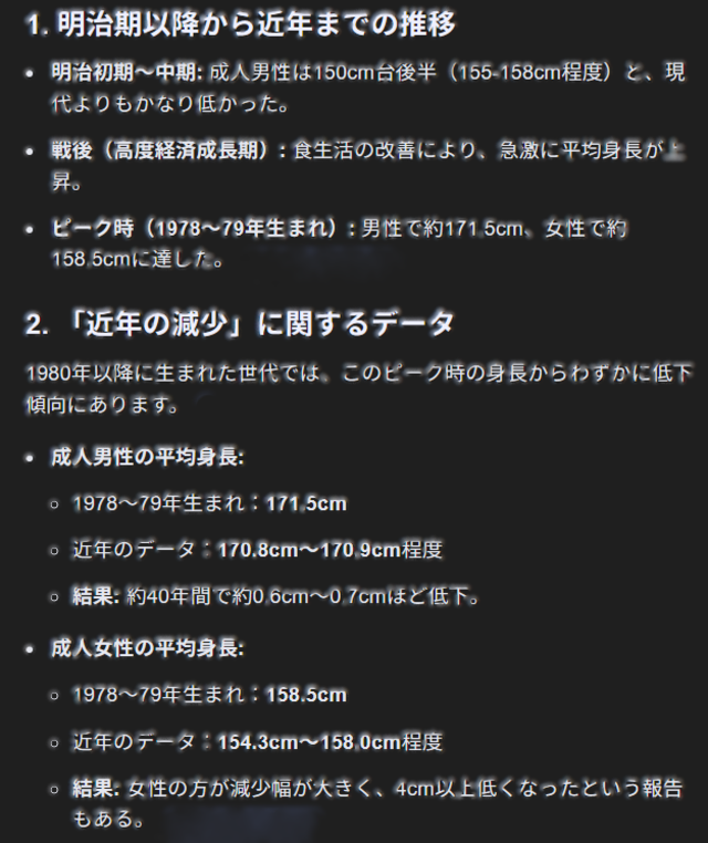 何で最近の若者の身長は縮んでるん？笑