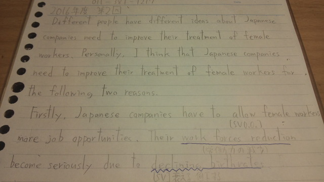 2016年度第2回作文