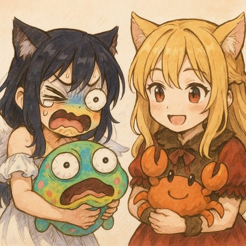 ぬいぐるみと二人の少女