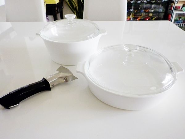 コーニング パイロセラム 白のキャセロール＆スキレット