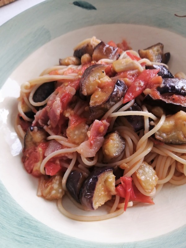 2022 06 ナスとベーコンとトマトのスパゲティ2 NYCooking