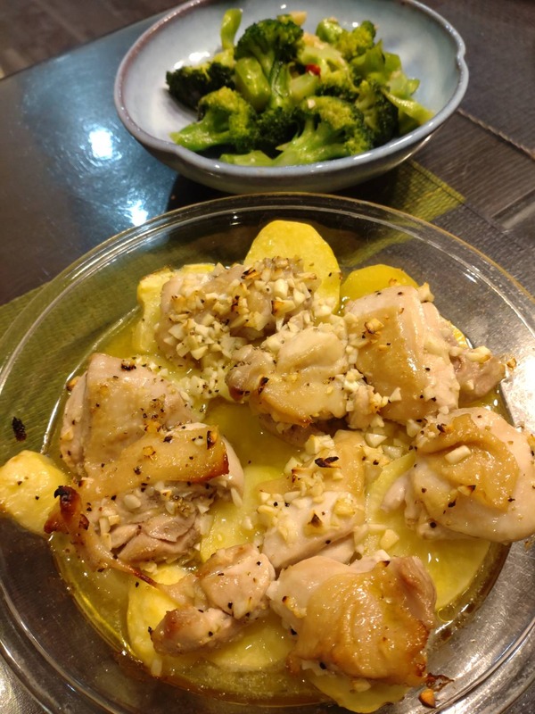 2022 05 鶏とポテトのレモンガーリック風味 つくれぽNYCooking