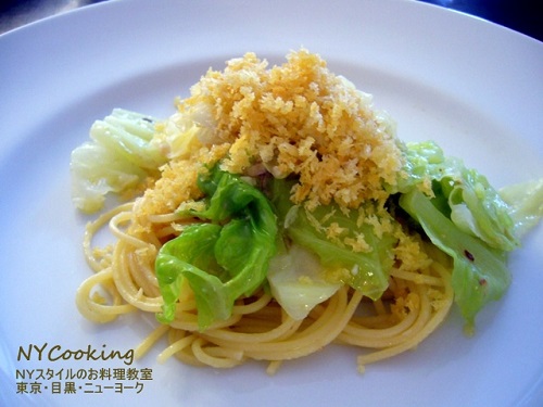 キャベツとアンチョビのパスタ