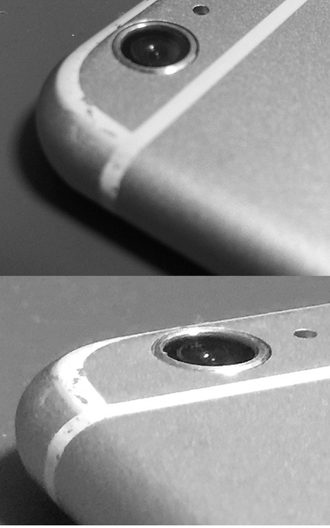 「iPhone 6 / Plus」の出っ張り背面カメラに陥没する脆弱性が —ケース必須の模様