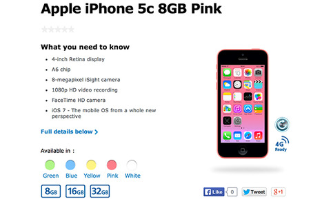 「iPhone 5c」8GBモデル、出荷時空き容量は4.9GB