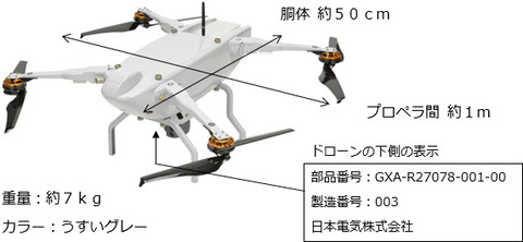 NECが開発中のドローンが脱走して行方不目に　見つけたら連絡をと呼びかける