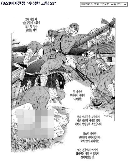 韓国の反応 韓国人漫画家による 日本軍の蛮行を美化した漫画 旧 女子知韓宣言