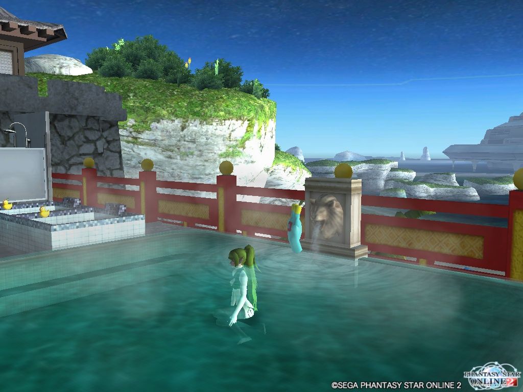 マイルームで お風呂に入っている事多いです Pso2チーム ぐるぐる温泉 お茶犬みどりのブログ