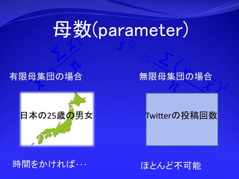 母数 Parameter 真の値 True Value 独学 統計学 統計学が使えるようになるブログ